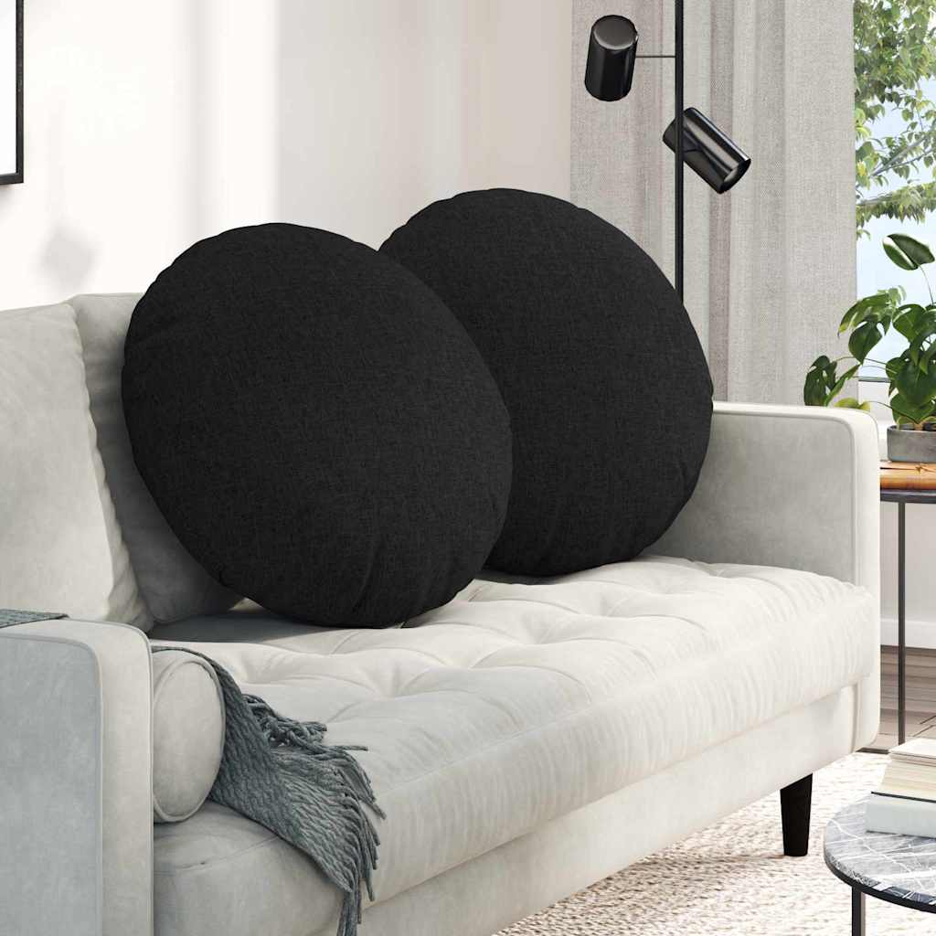 Cuscini per Seduta 2 pz Tessuto Nero Ø60 x 21 cm