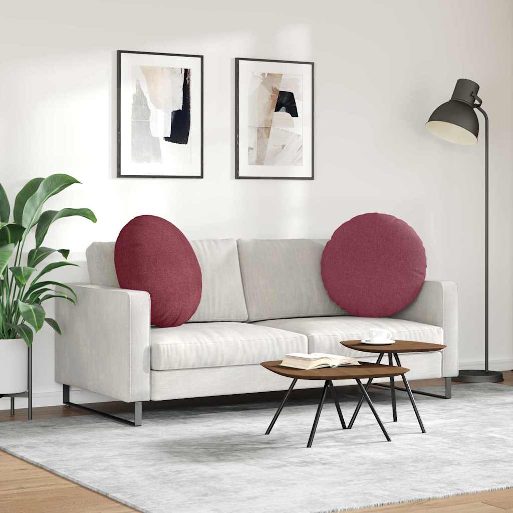 Cuscini per Seduta 2 pz Tessuto Rosso Vino Ø60 x 21 cm