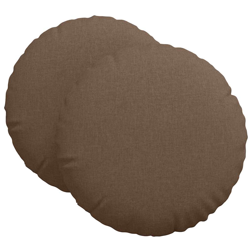 Cuscini per Seduta 2 pz Tessuto Marrone Ø60 x 21 cm