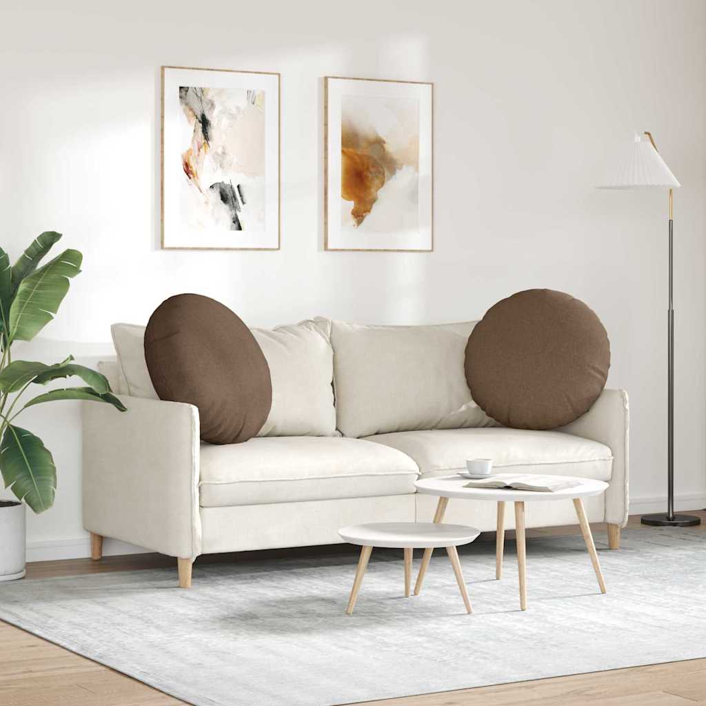Cuscini per Seduta 2 pz Tessuto Marrone Ø60 x 21 cm