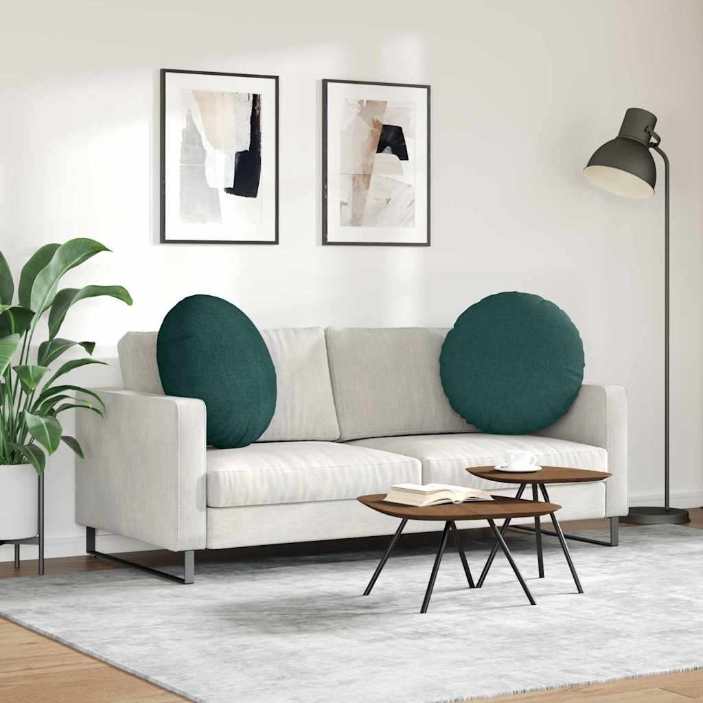 Cuscini per Seduta 2 pz Tessuto Verde Scuro Ø60 x 21 cm