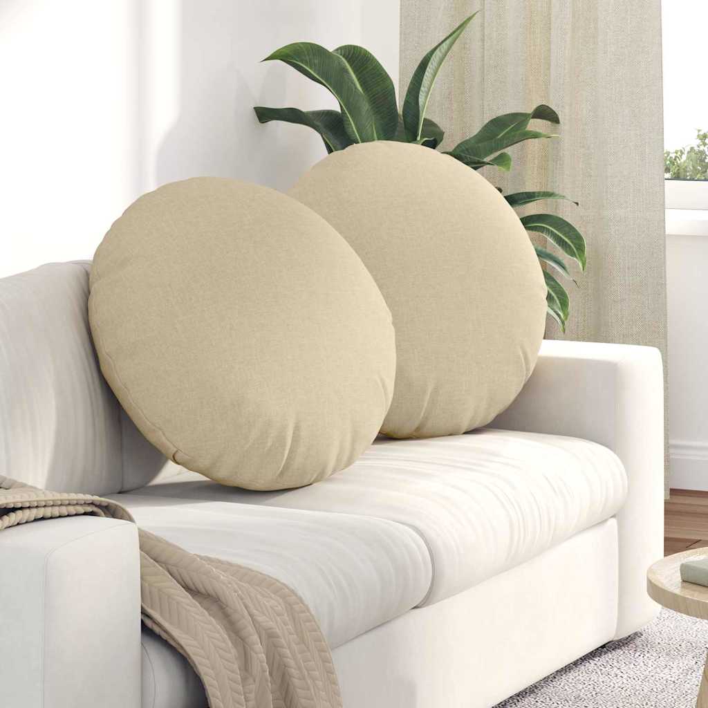 Cuscini per Seduta 2 pz Tessuto Crema Ø60 x 21 cm