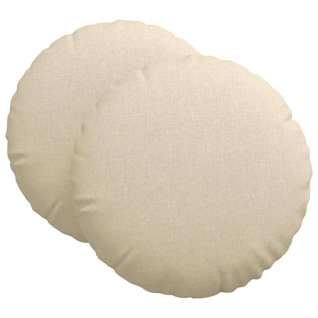 Cuscini per Seduta 2 pz Tessuto Crema Ø60 x 21 cm