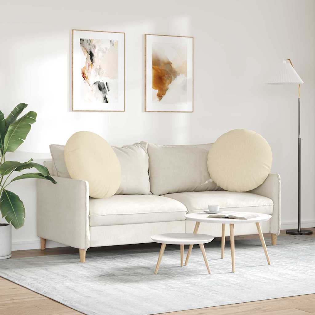 Cuscini per Seduta 2 pz Tessuto Crema Ø60 x 21 cm