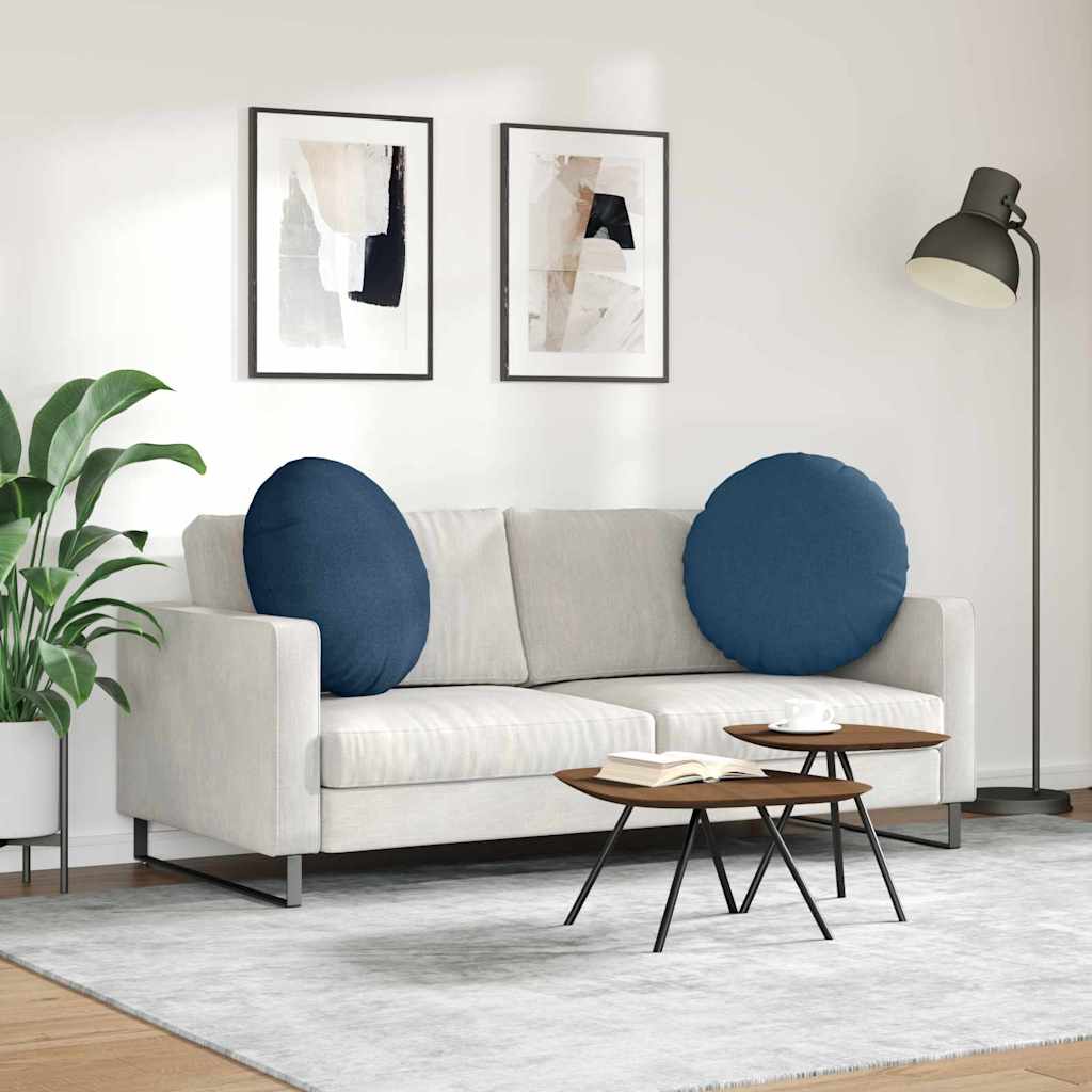 Cuscini per Seduta 2 pz Tessuto Blu Ø60 x 21 cm