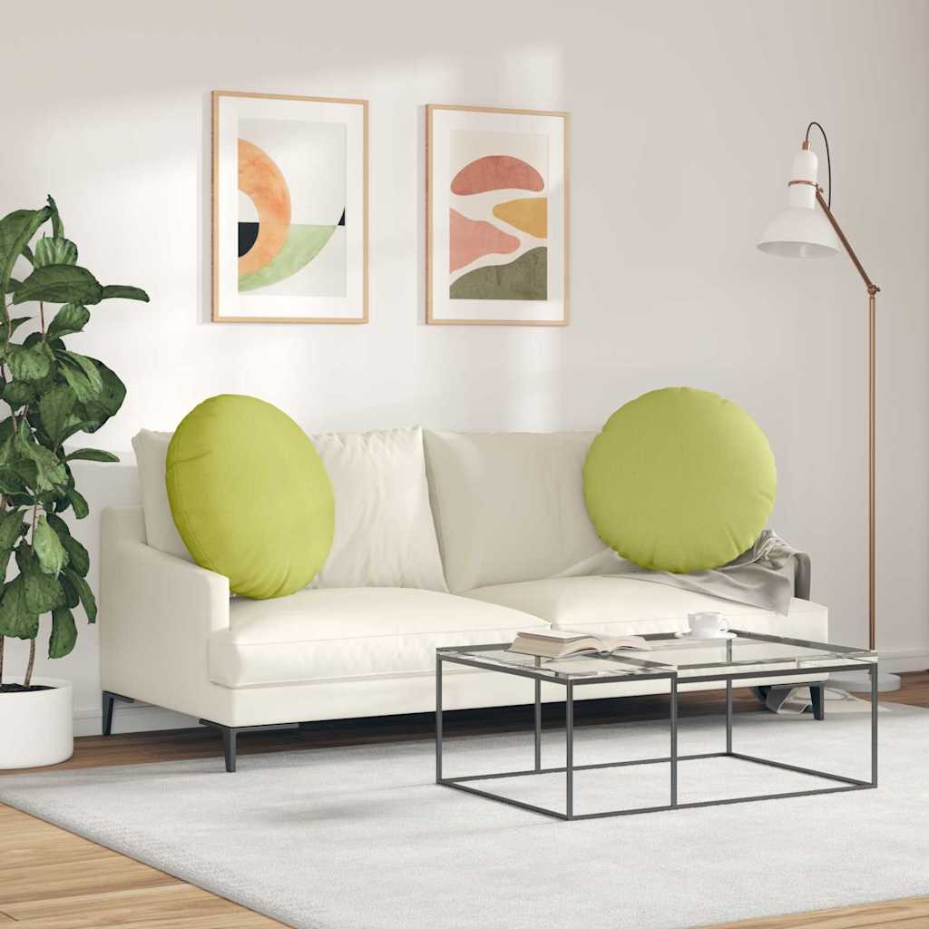 Cuscini per Seduta 2 pz Tessuto Verde chiaro Ø60 x 21 cm