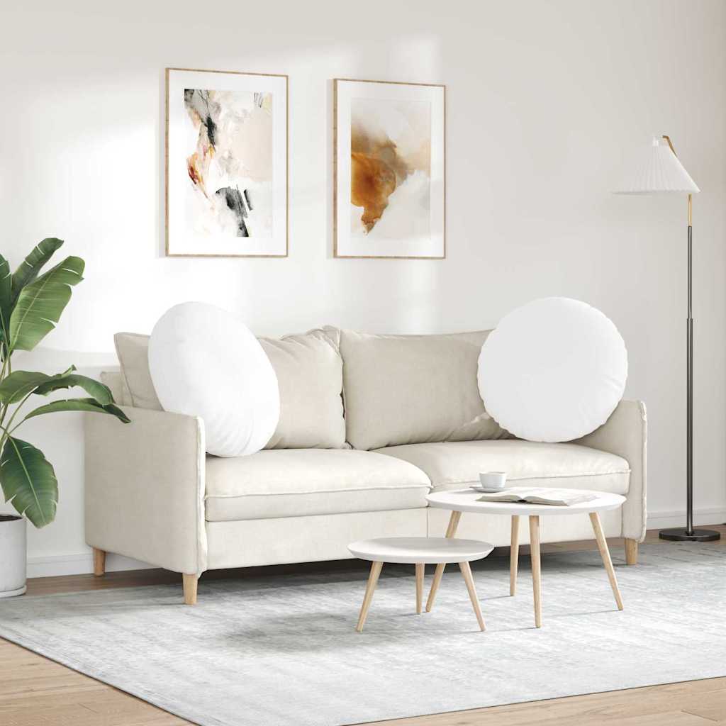 Cuscini per Seduta 2 pz Tessuto Bianco Ø60 x 21 cm