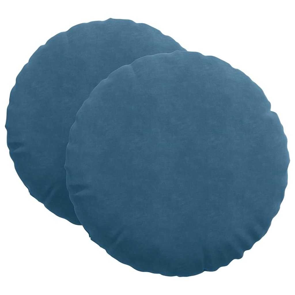 Cuscini per Seduta 2 pz Velluto Blu Ø60 x 21 cm
