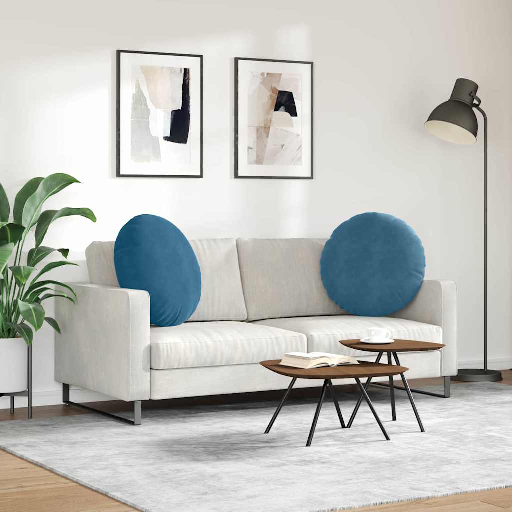 Cuscini per Seduta 2 pz Velluto Blu Ø60 x 21 cm