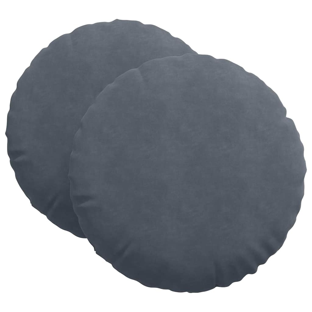 Cuscini per Seduta 2 pz Velluto Grigio scuro Ø60 x 21 cm