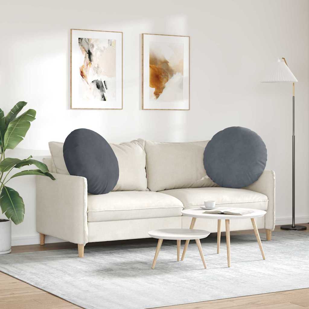Cuscini per Seduta 2 pz Velluto Grigio scuro Ø60 x 21 cm