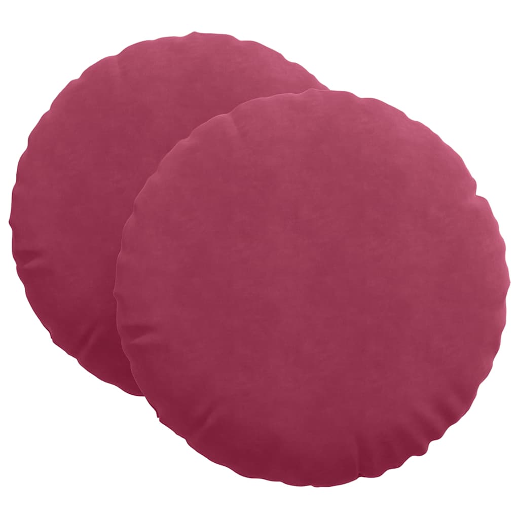 Cuscini per Seduta 2 pz Velluto Rosso Vino Ø60 x 21 cm