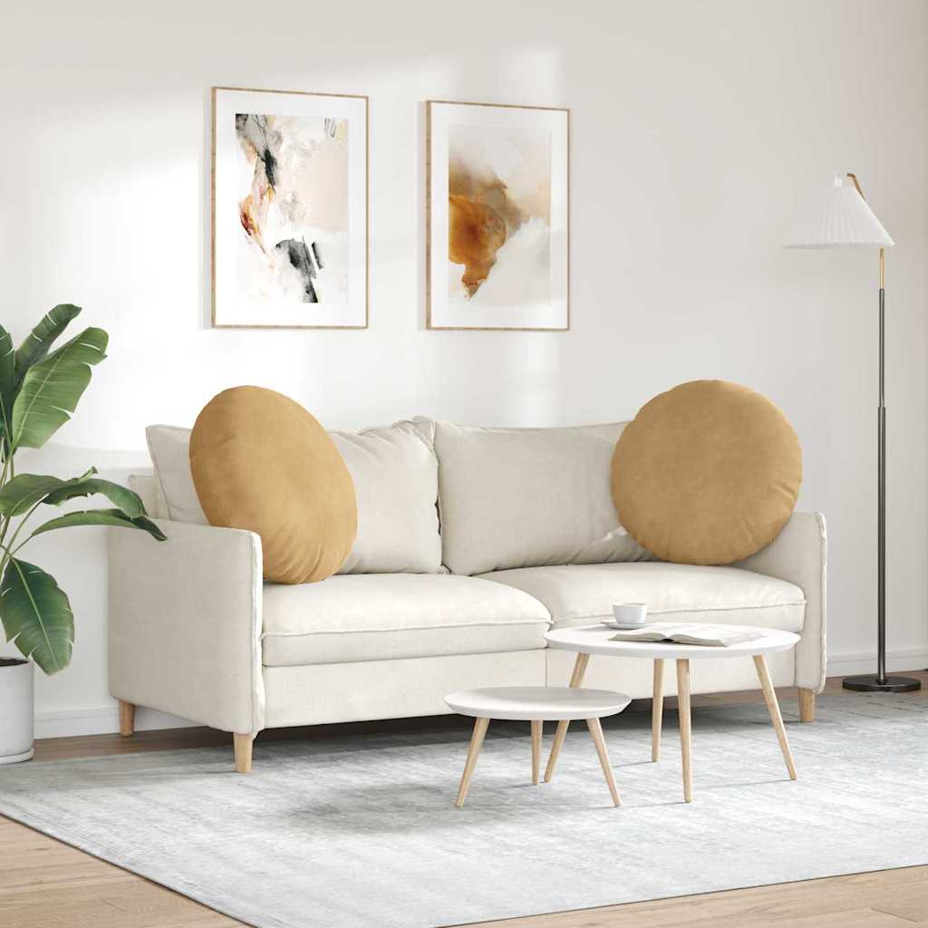 Cuscini per Seduta 2 pz Velluto Marrone Ø60 x 21 cm