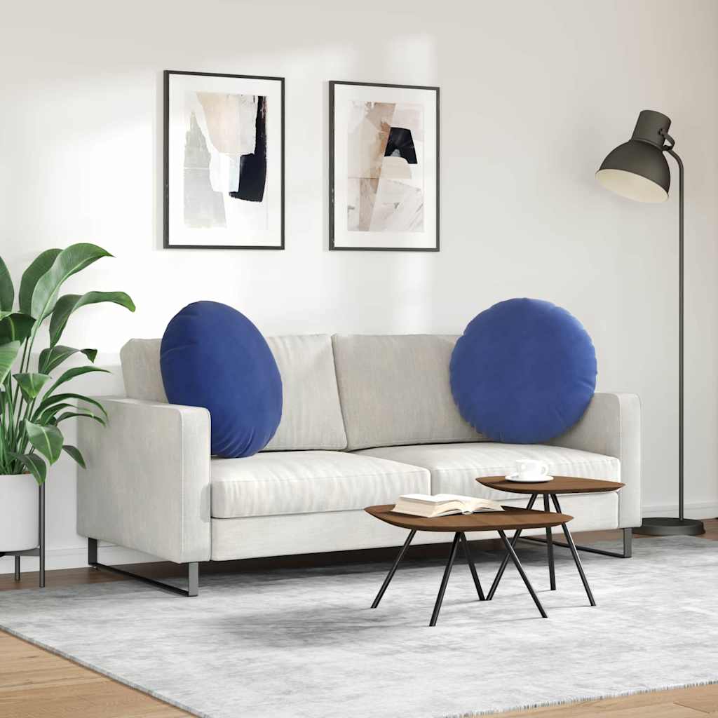 Cuscini per Seduta 2 pz Velluto Blu Polizia Ø60 x 21 cm