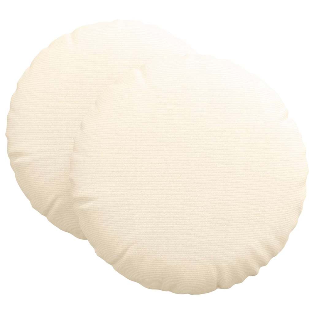 Cuscini per Seduta 2 pz Tessuto in Cords Crema Ø60 x 21 cm