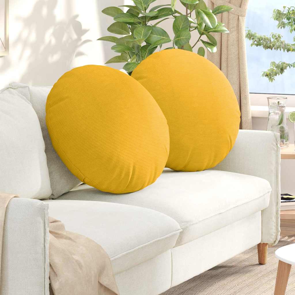 Cuscini per Seduta 2 pz Tessuto in Cords Giallo Chiaro