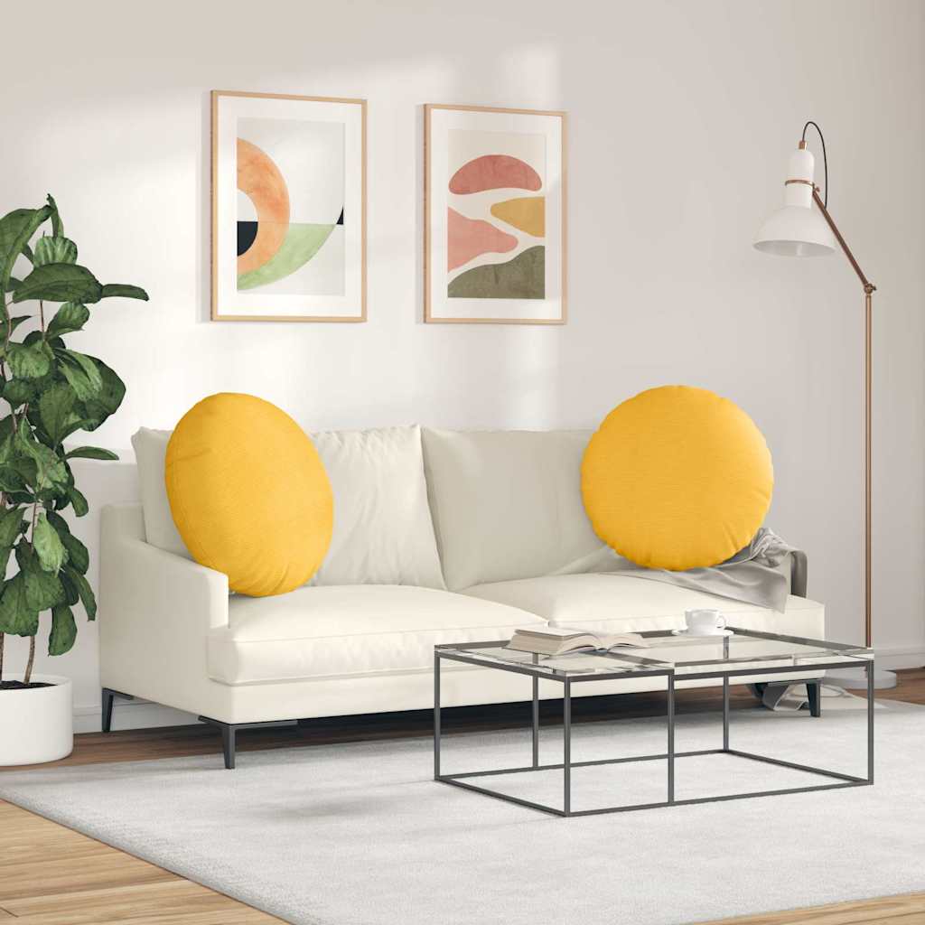 Cuscini per Seduta 2 pz Tessuto in Cords Giallo Chiaro