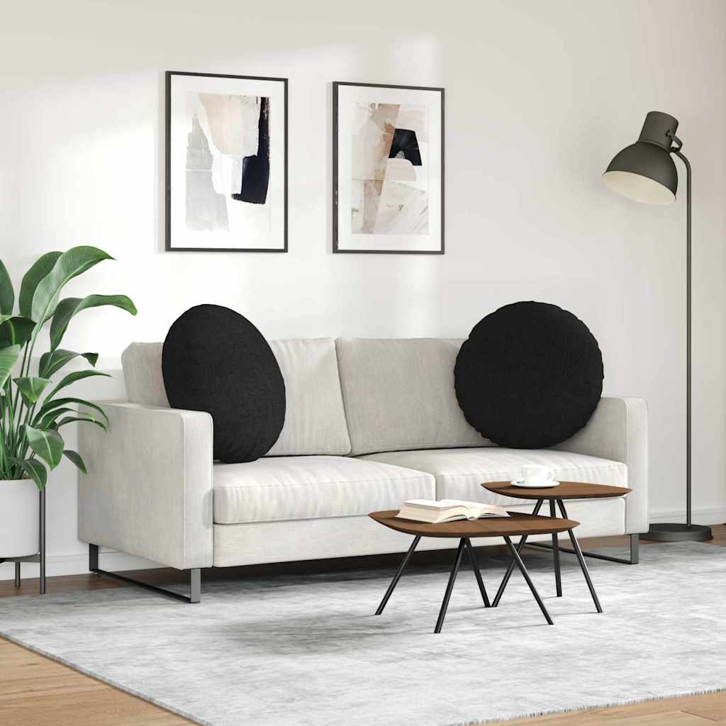 Cuscini per Seduta 2 pz Tessuto Nero Ø80 x 29 cm