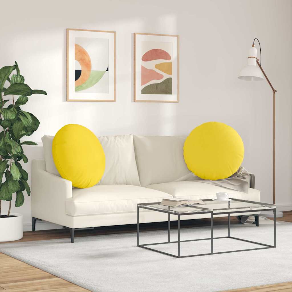 Cuscini per Seduta 2 pz Tessuto Giallo Chiaro Ø80 x 29 cm