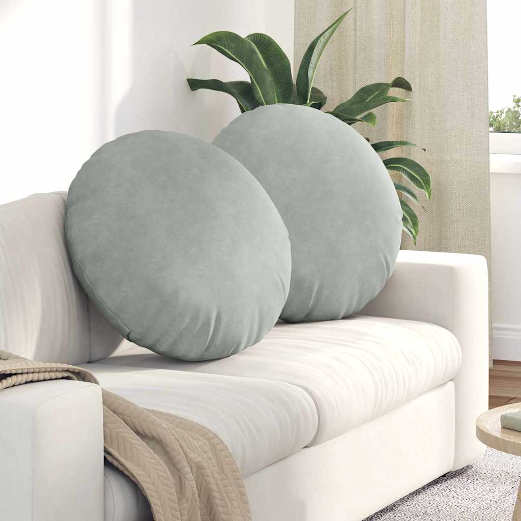 Cuscini per Seduta 2 pcs Grigio chiaro Ø 40 x 13 cm Velluto