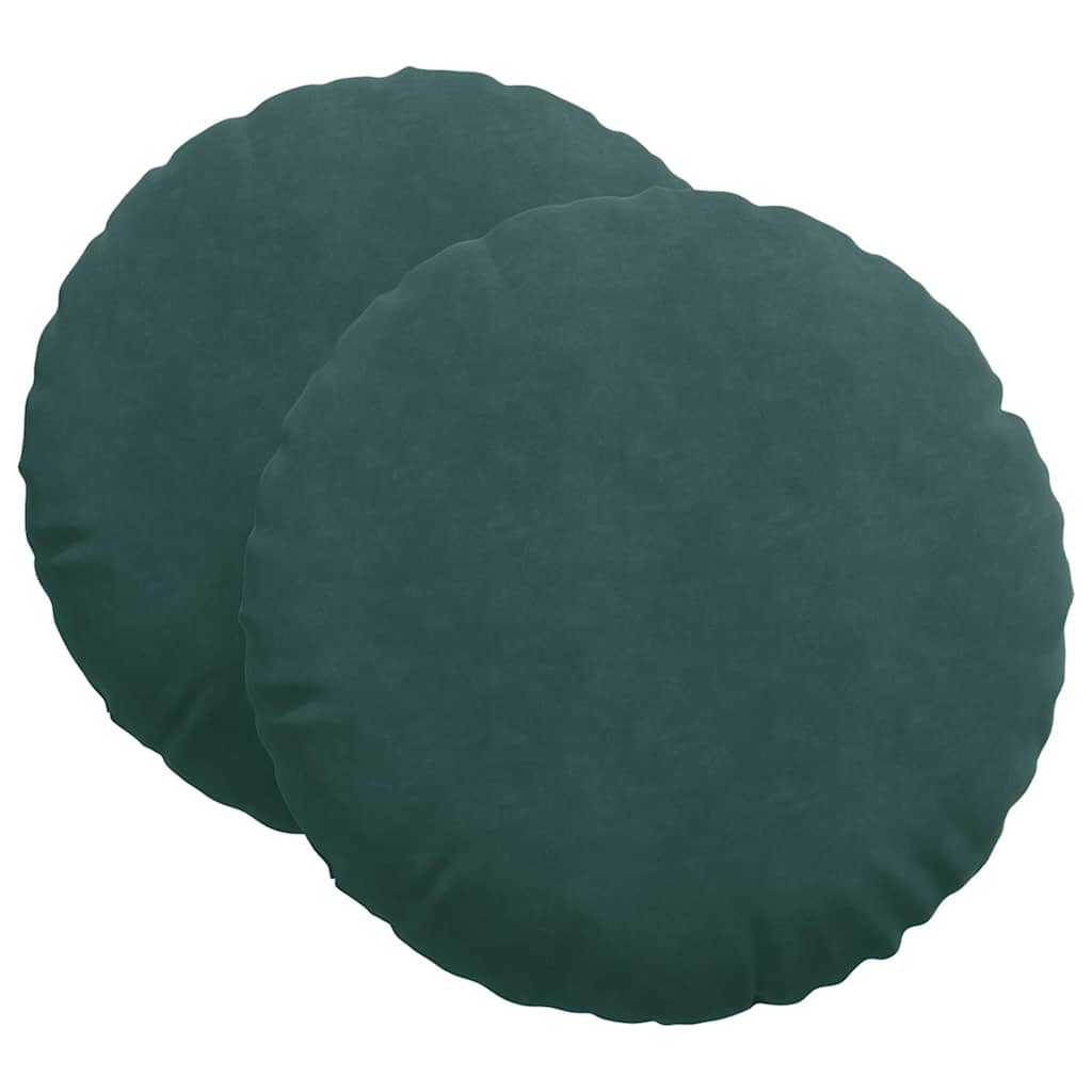 Cuscini per Seduta 2 pz Velluto Verde Scuro Ø 80 x 29 cm