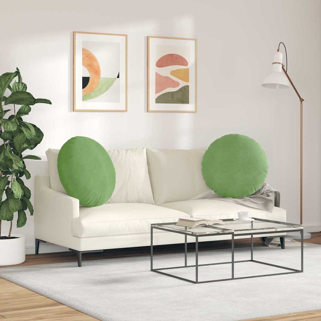 Cuscini per Seduta 2 pcs Verde chiaro Ø 40 x 13 cm Velluto