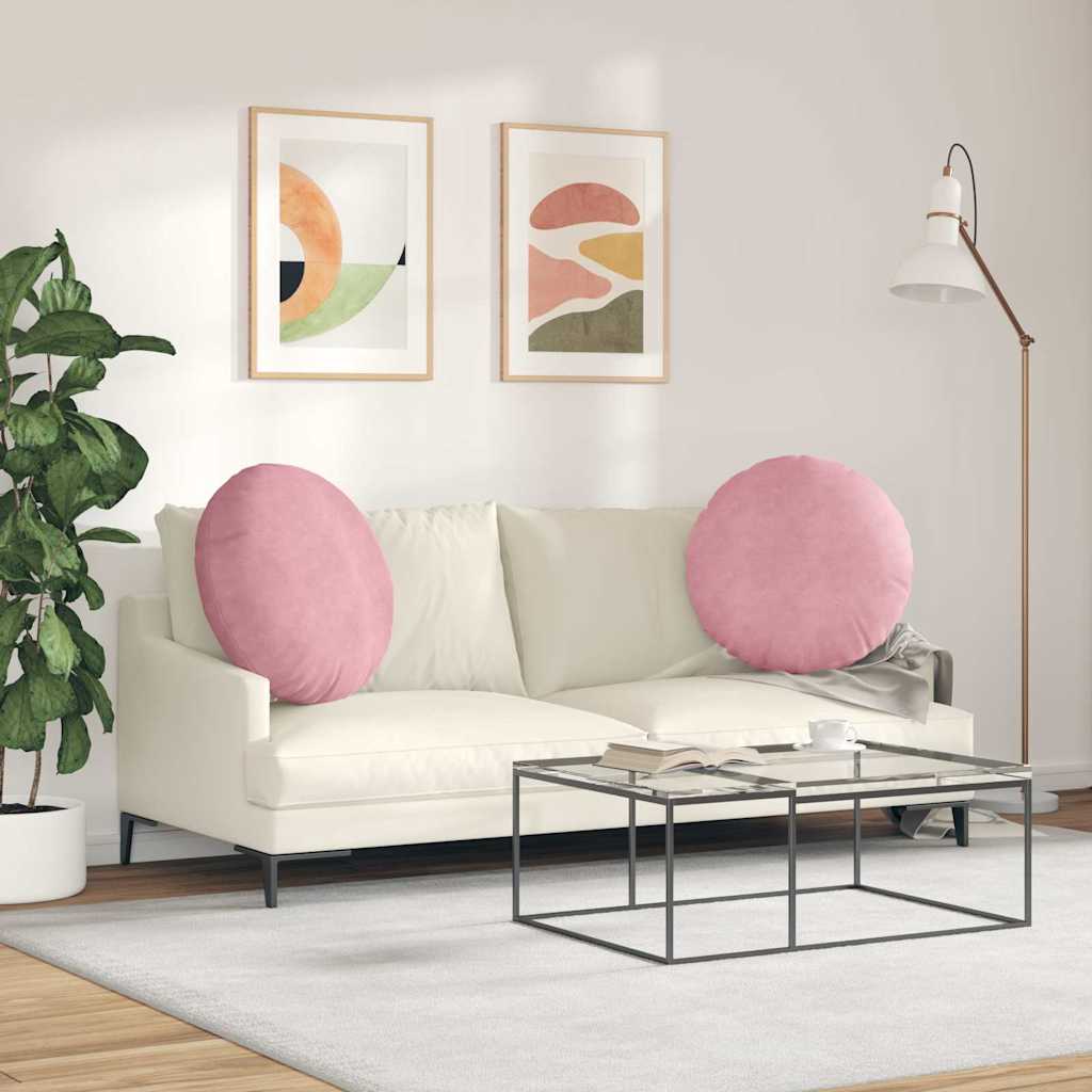 Cuscini per Seduta 2 pz Velluto Rosa Ø 80 x 29 cm