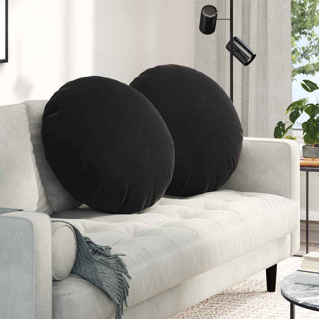 Cuscini per Seduta 2 pz Velluto Nero Ø 80 x 29 cm