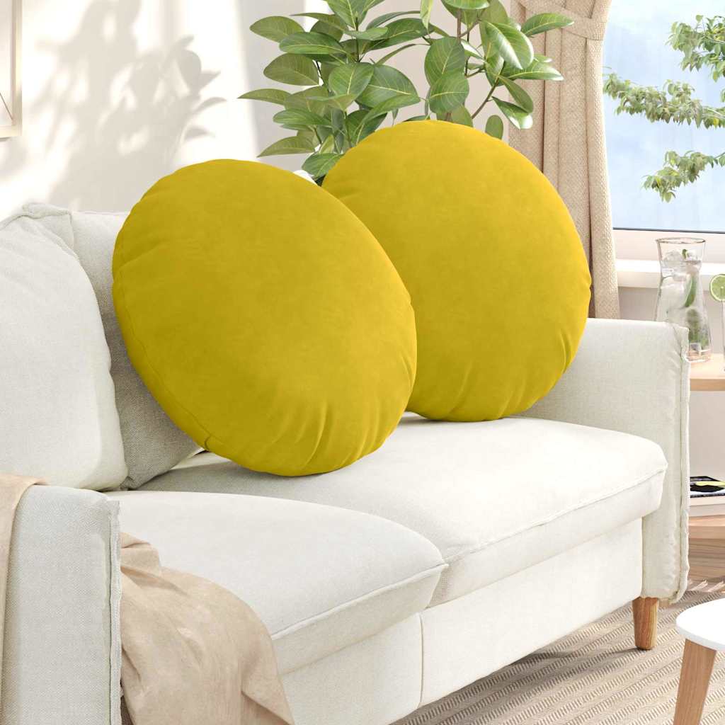 Cuscini per Seduta 2 pz Velluto Giallo Ø 80 x 29 cm