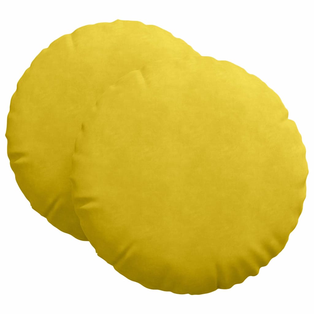 Cuscini per Seduta 2 pz Velluto Giallo Ø 80 x 29 cm