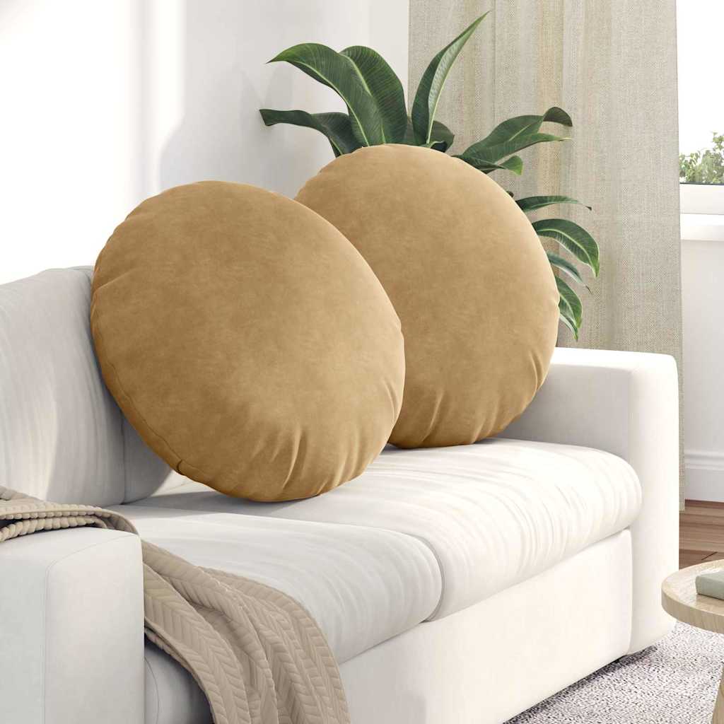 Cuscini per Seduta 2 pz Velluto Marrone Ø 80 x 29 cm