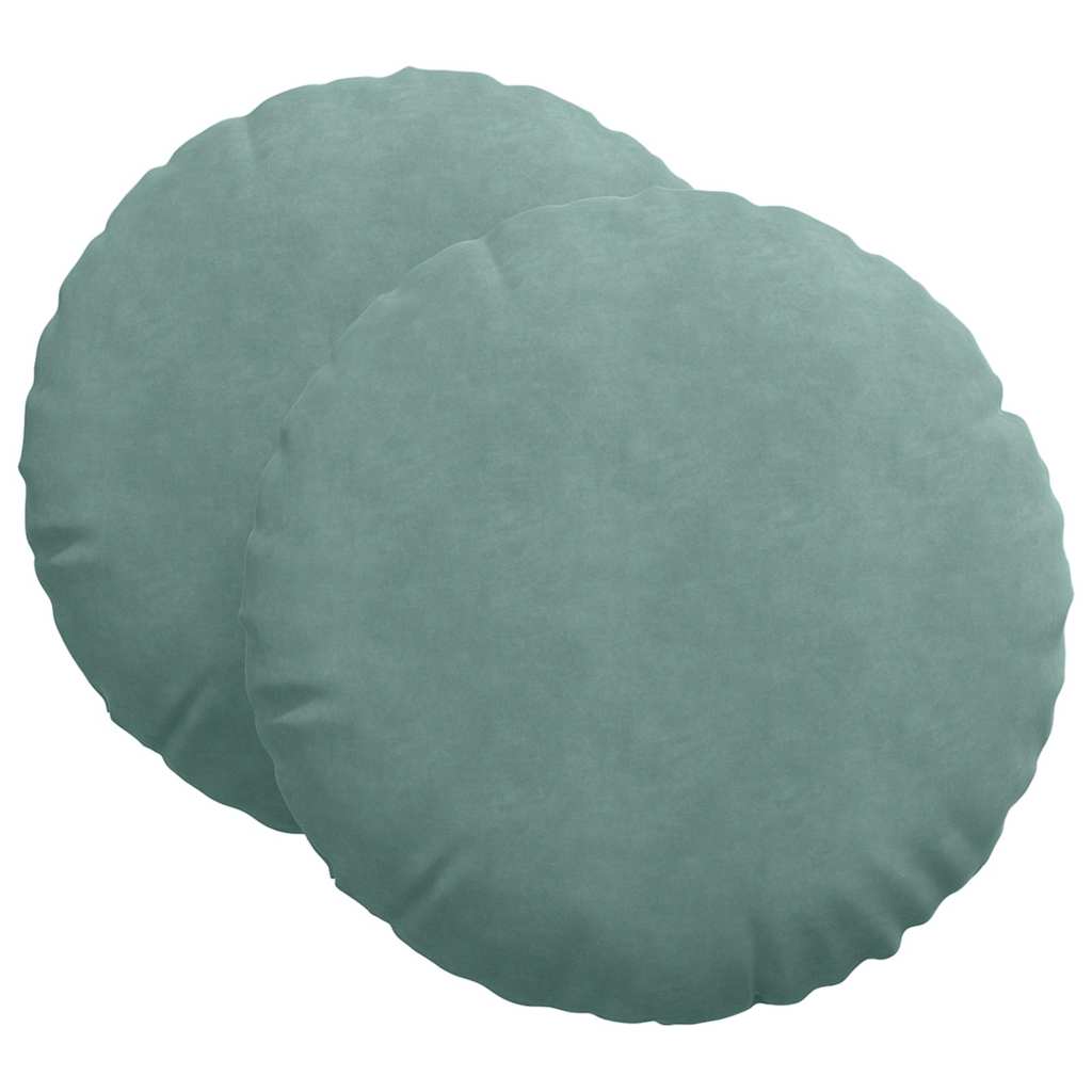 Cuscini per Seduta 2 pcs Verde Mare Ø 40 x 13 cm Velluto