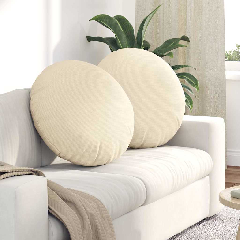 Cuscini per Seduta 2 pz Tessuto in Cords Crema Ø 80 cm