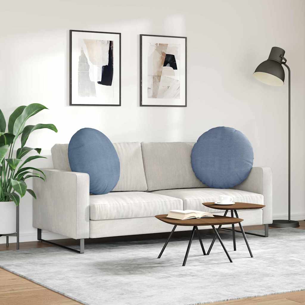 Cuscini per Seduta 2 pz Tessuto in Cords Blu Ø 80 cm