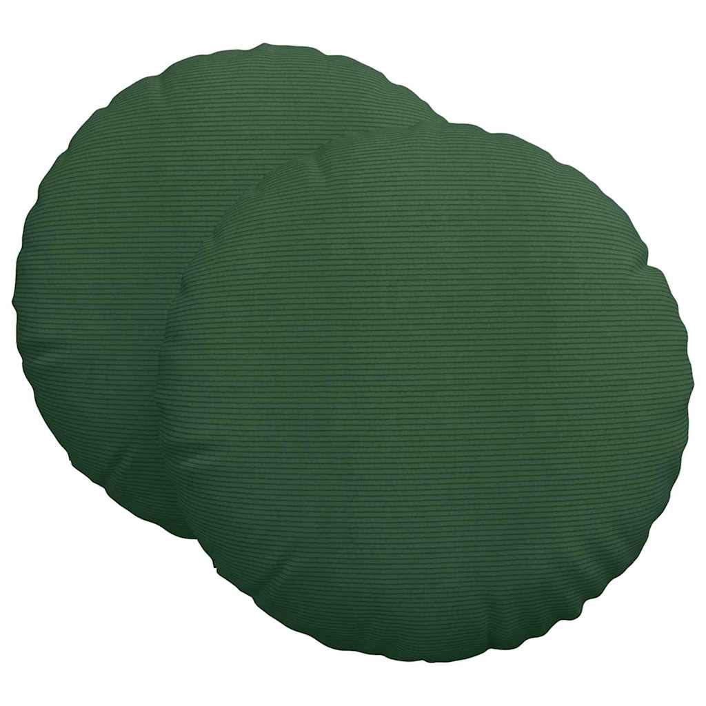 Cuscini per Seduta 2 pz Tessuto in Cords Verde Scuro Ø 80 cm