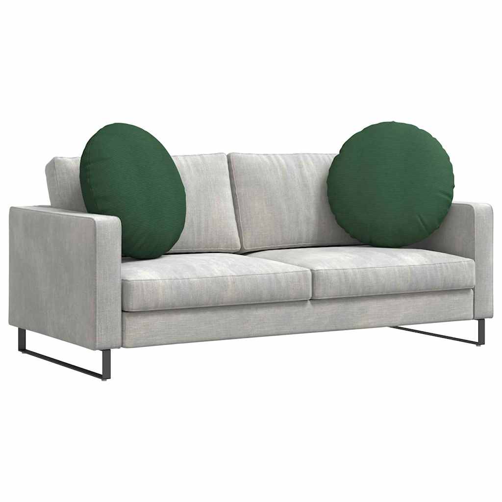 Cuscini per Seduta 2 pz Tessuto in Cords Verde Scuro Ø 80 cm