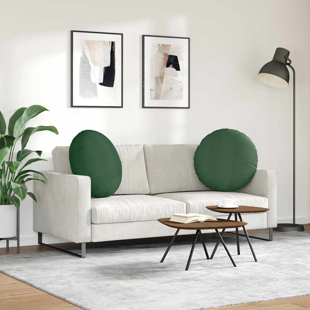 Cuscini per Seduta 2 pz Tessuto in Cords Verde Scuro Ø 80 cm