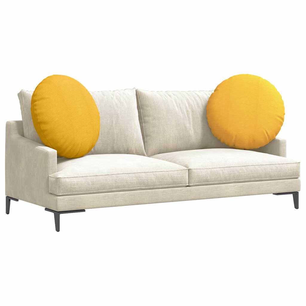 Cuscini per Seduta 2 pz Tessuto in Cords Giallo Chiaro Ø 80 cm