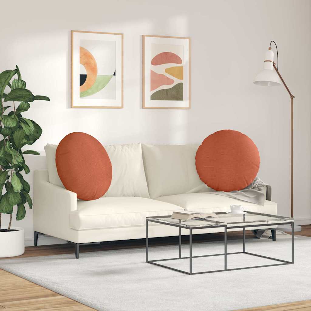 Cuscini per Seduta 2 pz Tessuto in Cords Rosso Arancio Ø 80 cm