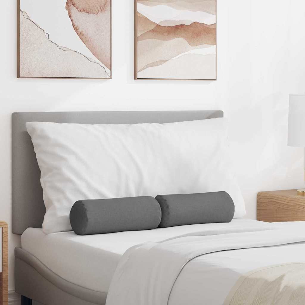 Cuscini a rullo 2 pz Tessuto Grigio scuro Ø 15 x 40 cm