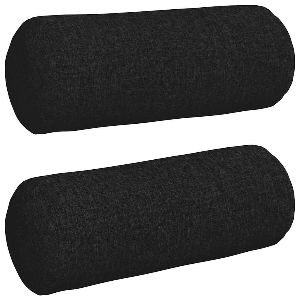Cuscini a rullo 2 pz Tessuto Nero Ø 15 x 40 cm