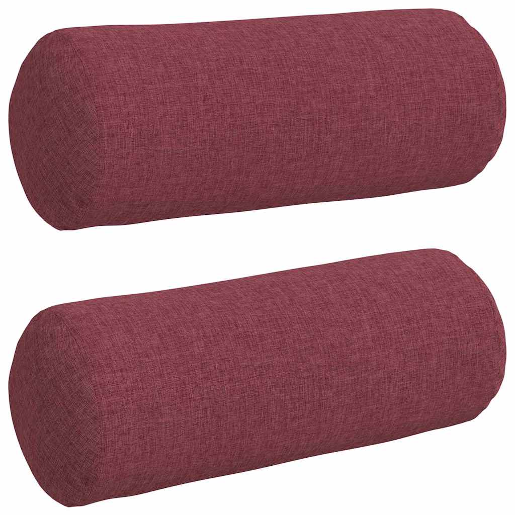 Cuscini a rullo 2 pz Tessuto Rosso Vino Ø 15 x 40 cm