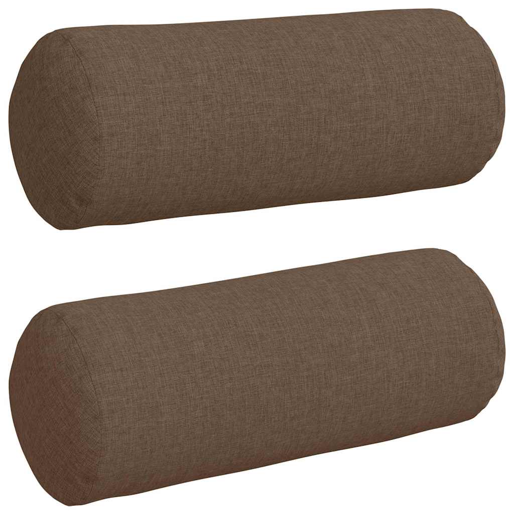 Cuscini a rullo 2 pz Tessuto Marrone Ø 15 x 40 cm