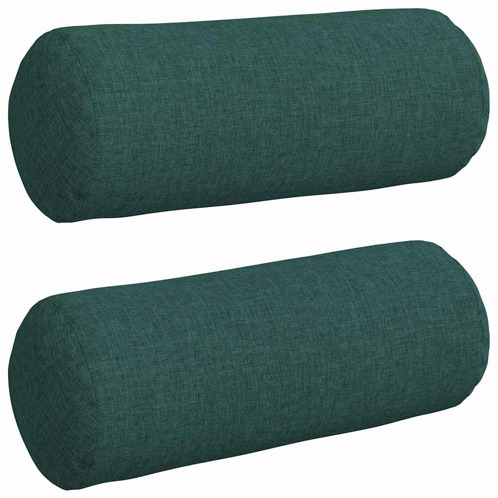Cuscini a rullo 2 pz Tessuto Verde Scuro Ø 15 x 40 cm