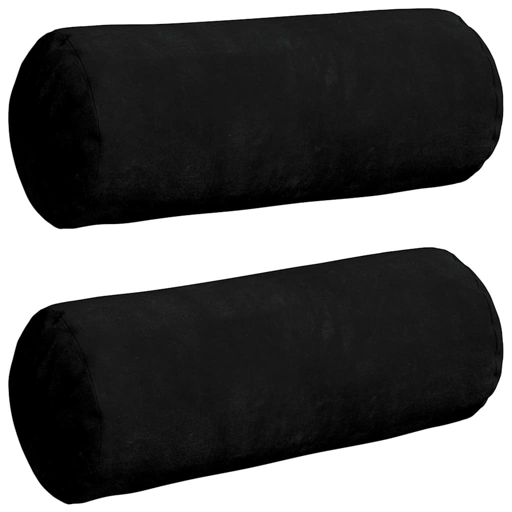 Cuscini a rullo 2 pcs Nero Ø 15 x 40 cm Tessuto in Microfibra
