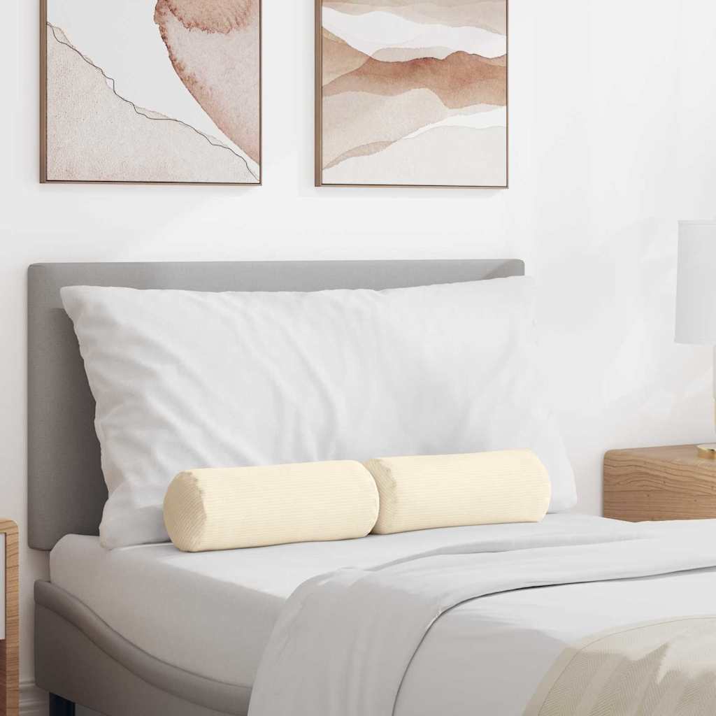 Cuscini a rullo 2 pcs Crema Ø 15 x 40 cm Tessuto in Cords