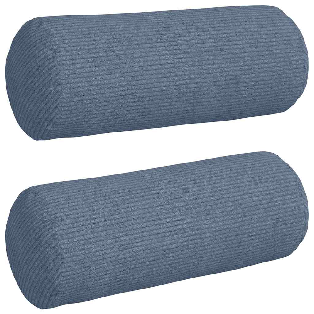 Cuscini a rullo 2 pcs Blu Ø 15 x 40 cm Tessuto in Cords