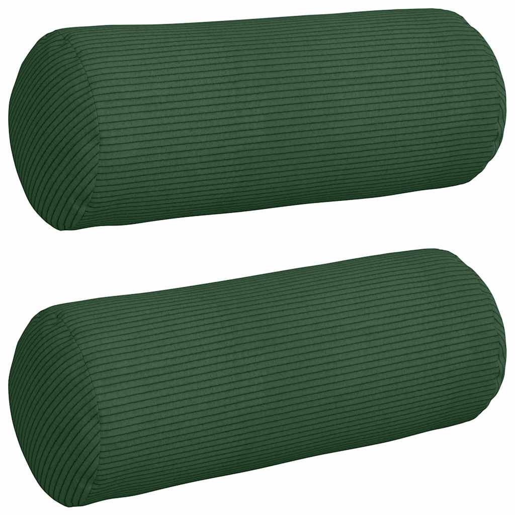 Cuscini a rullo 2 pcs Verde Scuro Ø 15 x 40 cm Tessuto in Cords