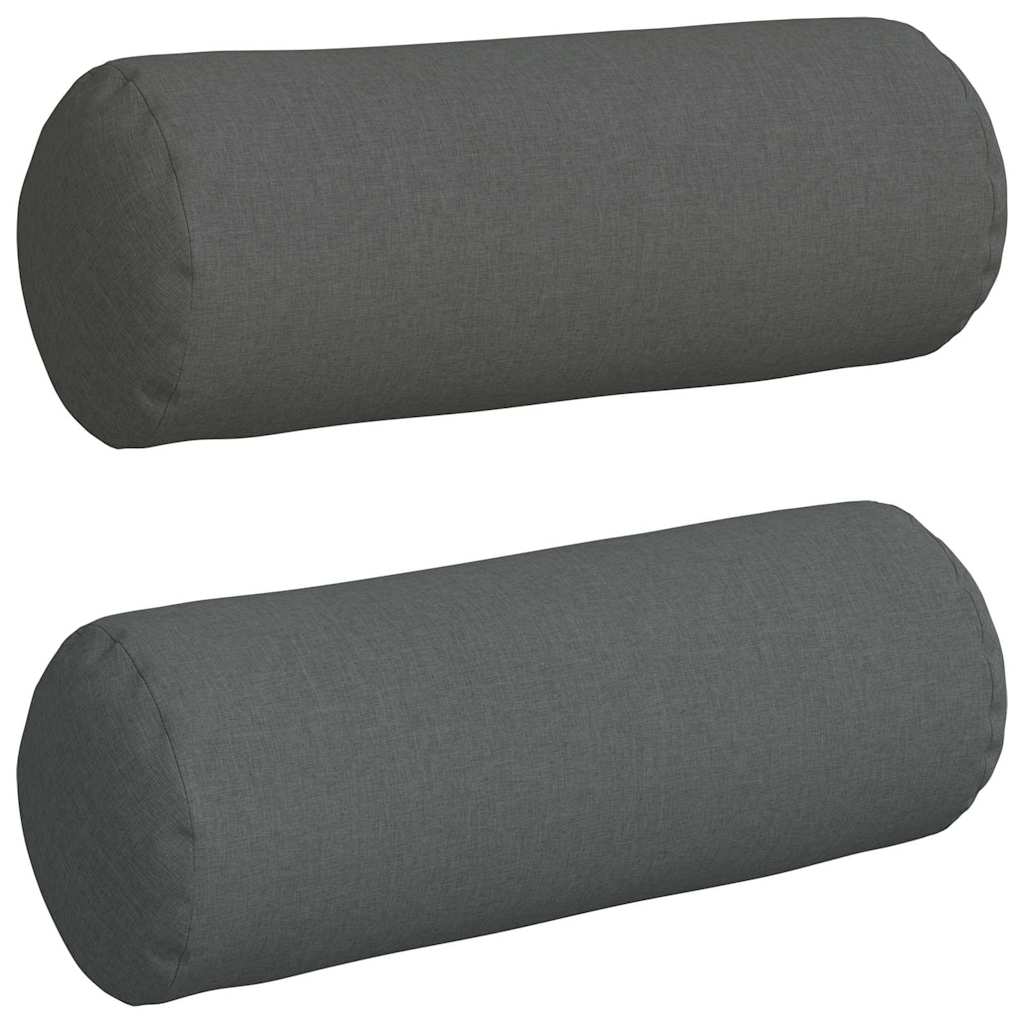 Cuscini a rullo 2 pz Tessuto Grigio scuro Ø 25 x 70 cm