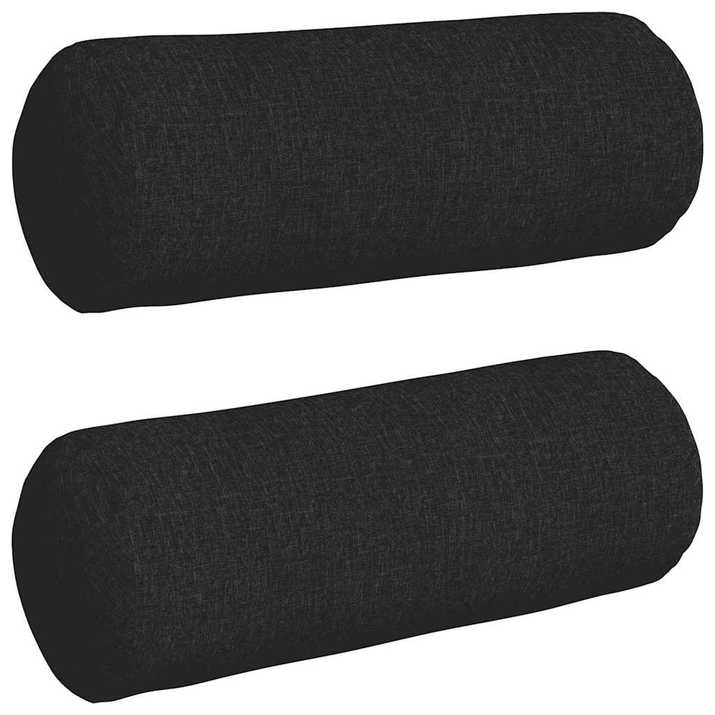 Cuscini a rullo 2 pz Tessuto Nero Ø 25 x 70 cm